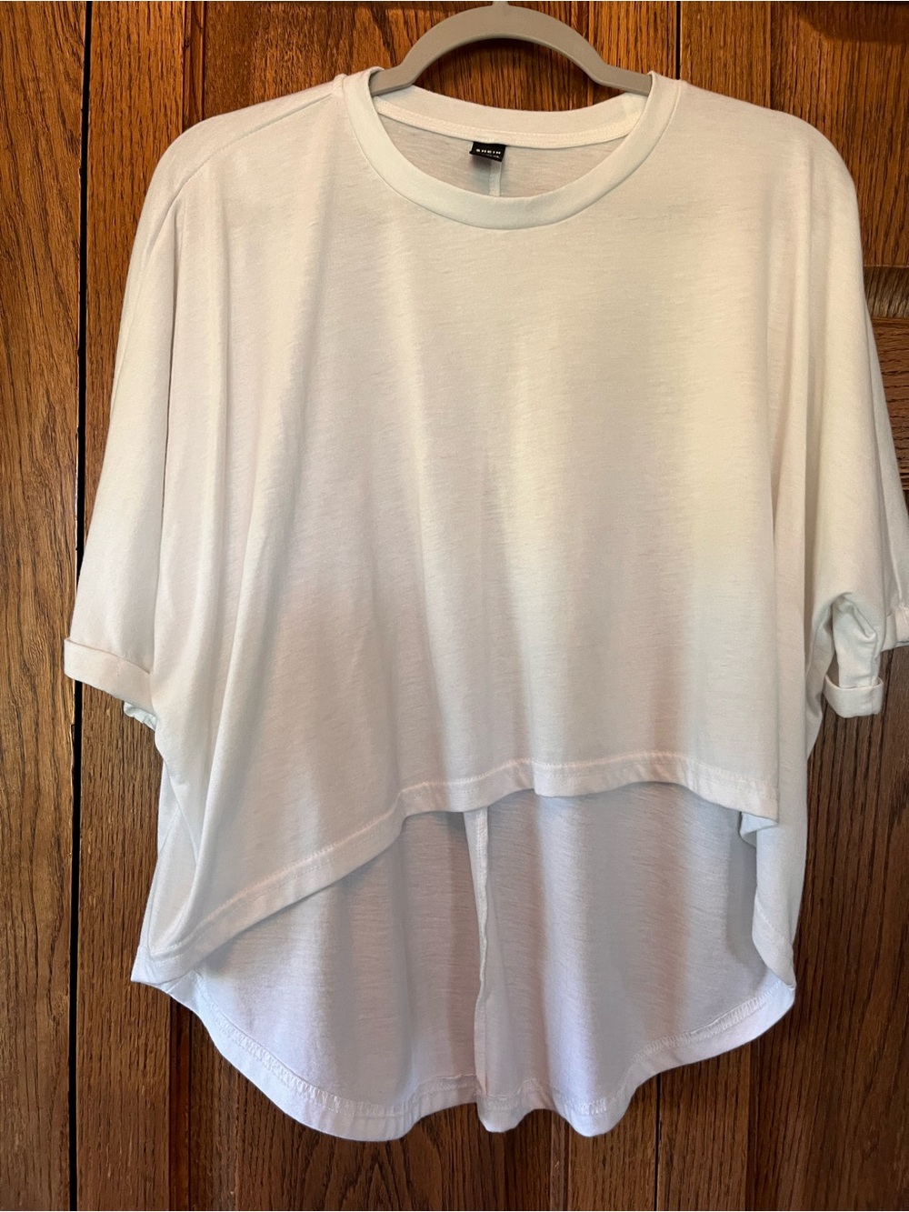 SHEIN White Relaxed Hi-Low Short Sleeve Top